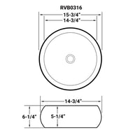 Ruvati 16" Bathroom Vessel Sink Round White Above Counter Circular Porcelain Ceramic - RVB0316 - Model Bath