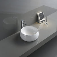Ruvati 16" Bathroom Vessel Sink Round White Above Counter Circular Porcelain Ceramic - RVB0316 - Model Bath