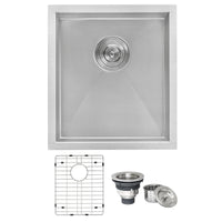 Ruvati 16" Undermount 16 Gauge Zero Radius Bar Prep Sink Stainless Steel Single Bowl - RVH7111 - Model Bath