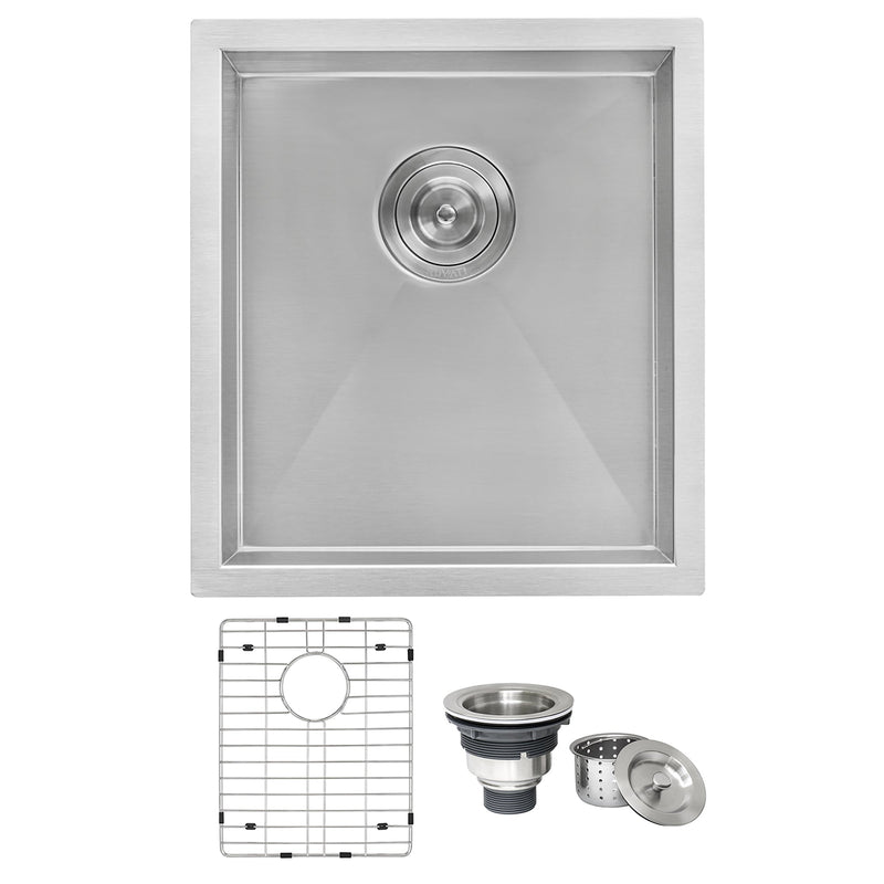 Ruvati 16" Undermount 16 Gauge Zero Radius Bar Prep Sink Stainless Steel Single Bowl - RVH7111 - Model Bath