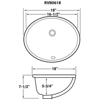Ruvati 16" x 13" Undermount Bathroom Sink White Oval Porcelain Ceramic with Overflow - RVB0618 - Model Bath