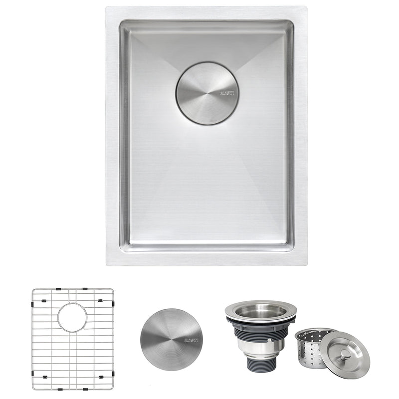 Ruvati 16" x 18" Undermount Bar Prep Tight Radius 16 Gauge Kitchen Sink Stainless Steel Single Bowl - RVH7116 - Model Bath