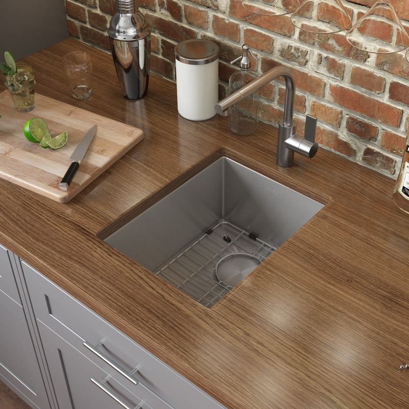 Ruvati 16" x 18" Undermount Bar Prep Tight Radius 16 Gauge Kitchen Sink Stainless Steel Single Bowl - RVH7116 - Model Bath