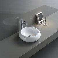 Ruvati 18" Round Bathroom Vessel Sink White Above Vanity Counter Circular Porcelain Ceramic - RVB0318 - Model Bath