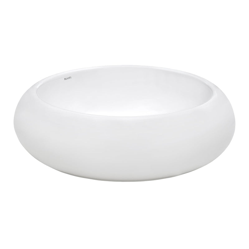 Ruvati 18" Round Bathroom Vessel Sink White Above Vanity Counter Circular Porcelain Ceramic - RVB0318 - Model Bath