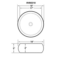 Ruvati 18" Round Bathroom Vessel Sink White Above Vanity Counter Circular Porcelain Ceramic - RVB0318 - Model Bath