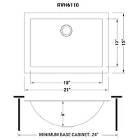 Ruvati 18" x 12" Brushed Stainless Steel Rectangular Bathroom Sink Undermount - RVH6110 - Model Bath