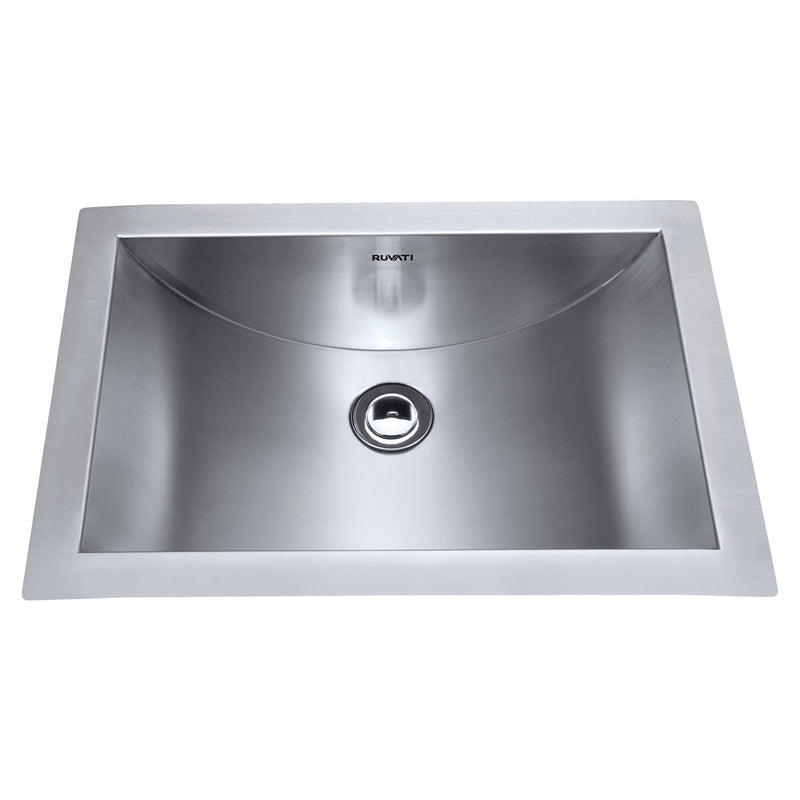 Ruvati 18" x 12" Brushed Stainless Steel Rectangular Bathroom Sink Undermount - RVH6110 - Model Bath