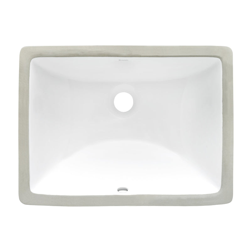 Ruvati 18" x 13" Undermount Bathroom Vanity Sink White Rectangular Porcelain Ceramic with Overflow - RVB0718 - Model Bath