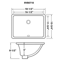 Ruvati 18" x 13" Undermount Bathroom Vanity Sink White Rectangular Porcelain Ceramic with Overflow - RVB0718 - Model Bath