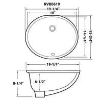 Ruvati 18" x 14" Undermount Bathroom Vanity Sink White Oval Porcelain Ceramic with Overflow - RVB0619 - Model Bath