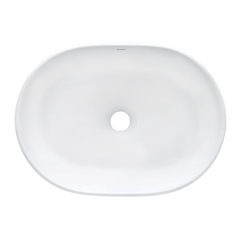 Ruvati 19" x 14" Bathroom Vessel Sink White Oval Above Counter Vanity Porcelain Ceramic - RVB0419 - Model Bath