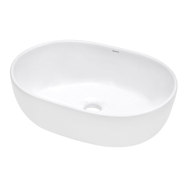 Ruvati 19" x 14" Bathroom Vessel Sink White Oval Above Counter Vanity Porcelain Ceramic - RVB0419 - Model Bath