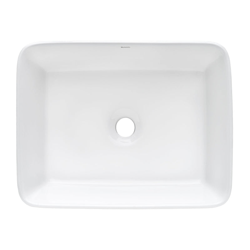 Ruvati 19" x 14" Bathroom Vessel Sink White Rectangular Above Vanity Counter Porcelain Ceramic - RVB1915 - Model Bath