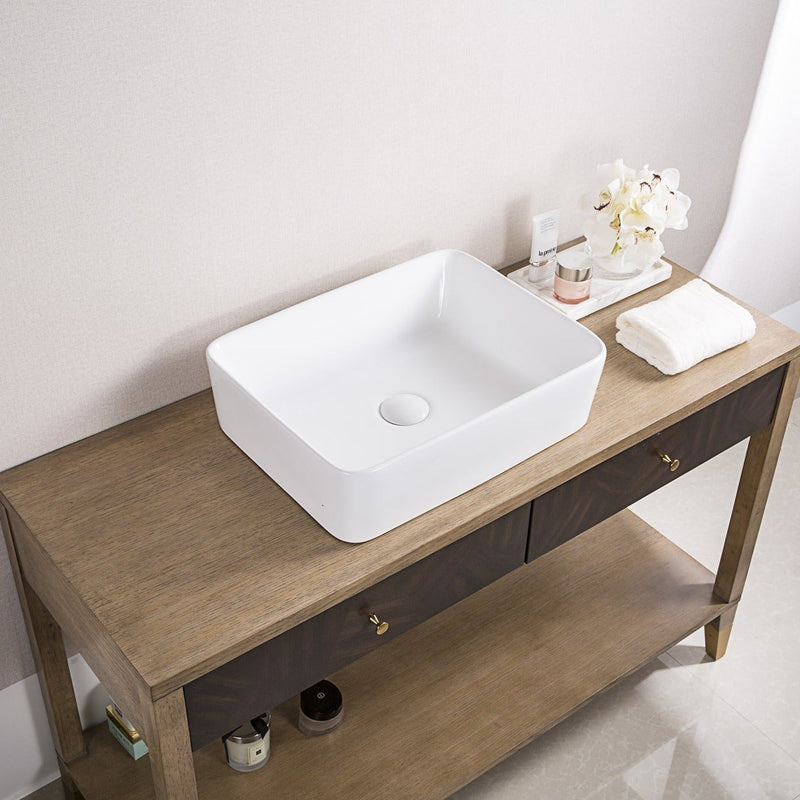 Ruvati 19" x 14" Bathroom Vessel Sink White Rectangular Above Vanity Counter Porcelain Ceramic - RVB1915 - Model Bath