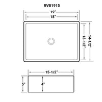 Ruvati 19" x 14" Bathroom Vessel Sink White Rectangular Above Vanity Counter Porcelain Ceramic - RVB1915 - Model Bath