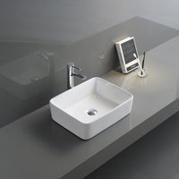 Ruvati 19" x 14" Bathroom Vessel Sink White Rectangular Above Vanity Counter Porcelain Ceramic - RVB1915 - Model Bath