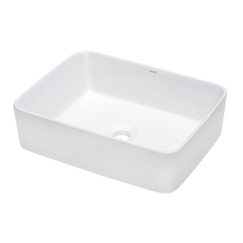 Ruvati 19" x 14" Bathroom Vessel Sink White Rectangular Above Vanity Counter Porcelain Ceramic - RVB1915 - Model Bath