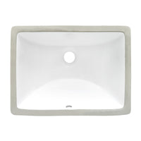 Ruvati 20" x 15" Undermount Bathroom Sink White Rectangular Porcelain Ceramic with Overflow - RVB0720 - Model Bath