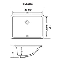Ruvati 20" x 15" Undermount Bathroom Sink White Rectangular Porcelain Ceramic with Overflow - RVB0720 - Model Bath