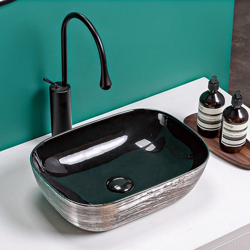 Ruvati 20" x 16" Bathroom Vessel Sink Silver Decorative Art Above Vanity Counter - Model Bath