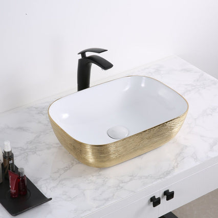 Ruvati 20" x 16" Bathroom Vessel Sink Silver Decorative Art Above Vanity Counter - Model Bath