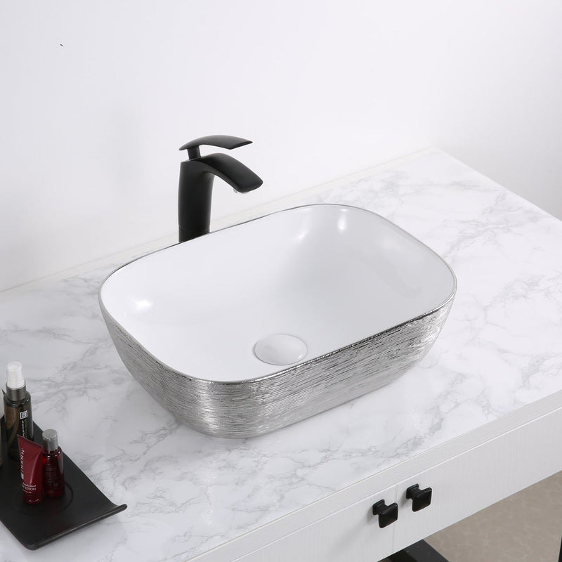 Ruvati 20" x 16" Bathroom Vessel Sink Silver Decorative Art Above Vanity Counter - Model Bath