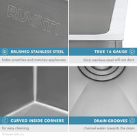 Ruvati 21" Undermount Tight Radius 16 Gauge Stainless Steel Bar Prep Kitchen Sink Single Bowl - RVH7121 - Model Bath