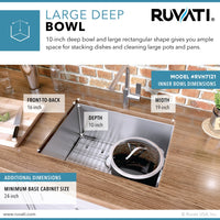 Ruvati 21" Undermount Tight Radius 16 Gauge Stainless Steel Bar Prep Kitchen Sink Single Bowl - RVH7121 - Model Bath
