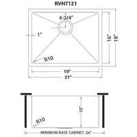 Ruvati 21" Undermount Tight Radius 16 Gauge Stainless Steel Bar Prep Kitchen Sink Single Bowl - RVH7121 - Model Bath