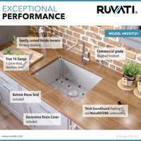 Ruvati 21" Undermount Tight Radius 16 Gauge Stainless Steel Bar Prep Kitchen Sink Single Bowl - RVH7121 - Model Bath