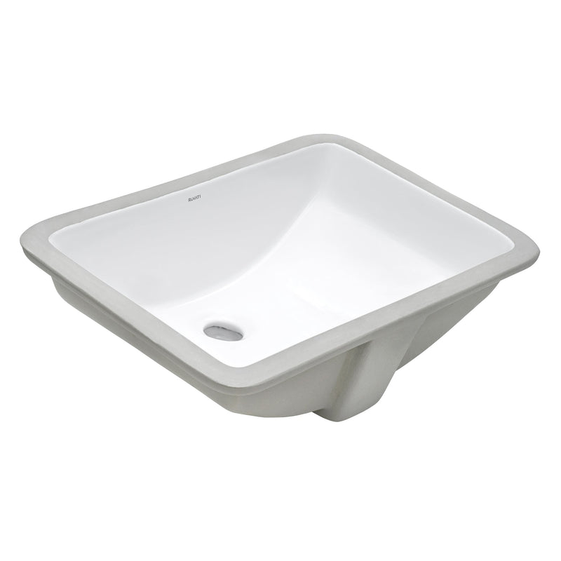Ruvati 21" x 14" Undermount Bathroom Vanity Sink White Rectangular Porcelain Ceramic with Overflow - RVB0721 - Model Bath
