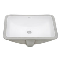 Ruvati 21" x 14" Undermount Bathroom Vanity Sink White Rectangular Porcelain Ceramic with Overflow - RVB0721 - Model Bath