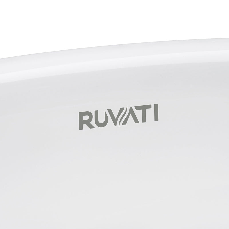 Ruvati 21" x 14" Undermount Bathroom Vanity Sink White Rectangular Porcelain Ceramic with Overflow - RVB0721 - Model Bath