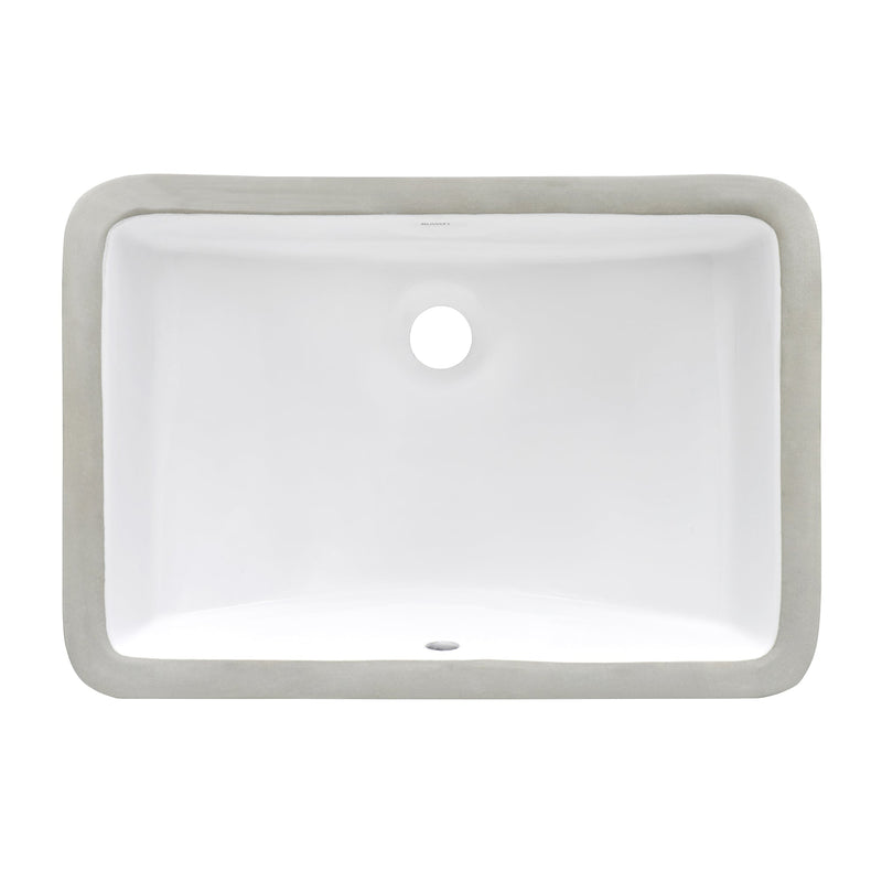 Ruvati 21" x 14" Undermount Bathroom Vanity Sink White Rectangular Porcelain Ceramic with Overflow - RVB0721 - Model Bath