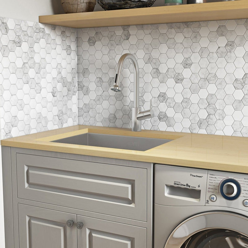 Ruvati 21" x 18" x 12" Deep Laundry Utility Sink Undermount 16 Gauge Stainless Steel - RVU6121 - Model Bath