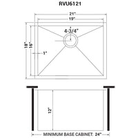 Ruvati 21" x 18" x 12" Deep Laundry Utility Sink Undermount 16 Gauge Stainless Steel - RVU6121 - Model Bath