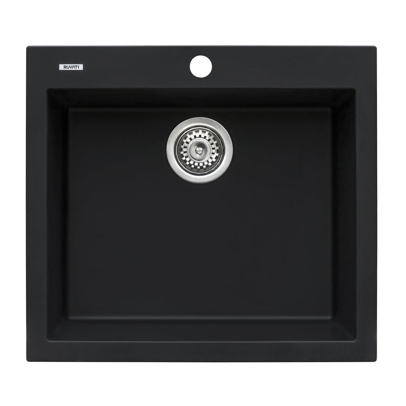 Ruvati 22" x 20" epiGranite Dual-Mount Granite Composite Single Bowl Kitchen Sink - Model Bath
