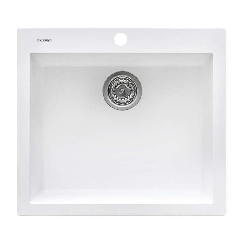 Ruvati 22" x 20" epiGranite Dual-Mount Granite Composite Single Bowl Kitchen Sink - Model Bath