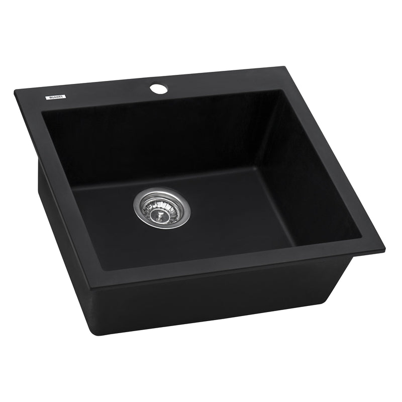 Ruvati 22" x 20" epiGranite Dual-Mount Granite Composite Single Bowl Kitchen Sink - Model Bath