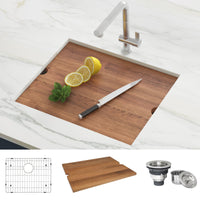 Ruvati 23" Workstation Ledge Bar Prep Kitchen Sink Undermount 16 Gauge Stainless Steel Single Bowl - RVH8308 - Model Bath