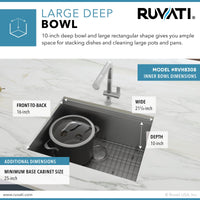 Ruvati 23" Workstation Ledge Bar Prep Kitchen Sink Undermount 16 Gauge Stainless Steel Single Bowl - RVH8308 - Model Bath