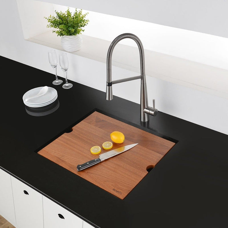 Ruvati 23" Workstation Ledge Bar Prep Kitchen Sink Undermount 16 Gauge Stainless Steel Single Bowl - RVH8308 - Model Bath