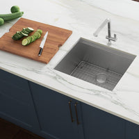 Ruvati 23" Workstation Ledge Bar Prep Kitchen Sink Undermount 16 Gauge Stainless Steel Single Bowl - RVH8308 - Model Bath
