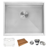 Ruvati 23" Workstation Ledge Bar Prep Kitchen Sink Undermount 16 Gauge Stainless Steel Single Bowl - RVH8308 - Model Bath