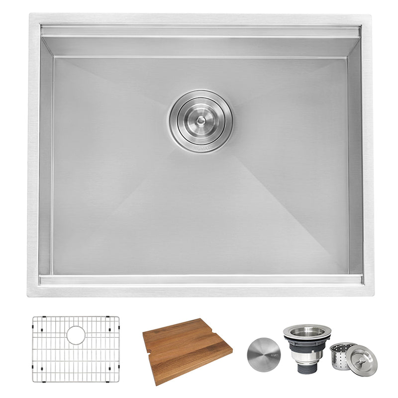 Ruvati 23" Workstation Ledge Bar Prep Kitchen Sink Undermount 16 Gauge Stainless Steel Single Bowl - RVH8308 - Model Bath