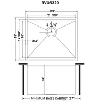 Ruvati 23" x 19" x 13" Deep Laundry Utility Workstation Sink Undermount 16 Gauge - RVU6320 - Model Bath
