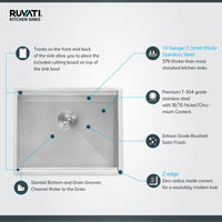 Ruvati 23" x 19" x 13" Deep Laundry Utility Workstation Sink Undermount 16 Gauge - RVU6320 - Model Bath