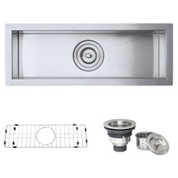 Ruvati 23" x 8" Bar Prep Sink Narrow Trough Undermount 16 Gauge Stainless Steel Single Bowl - RVH7120 - Model Bath