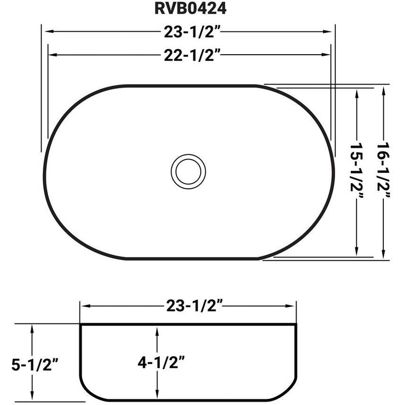 Ruvati 24" x 16" Bathroom Vessel Sink White Oval Above Vanity Countertop Porcelain Ceramic - RVB0424 - Model Bath